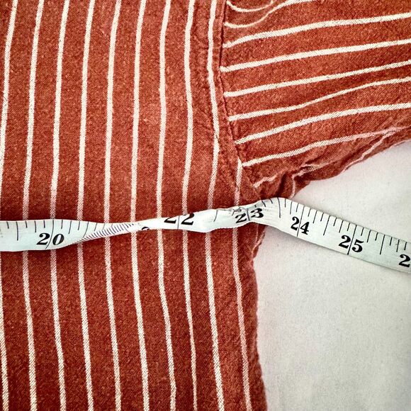 Calia Linen Blend Oversized Button-Up Shirt Brown White Stripe Long Sleeve M - Picture 6 of 10